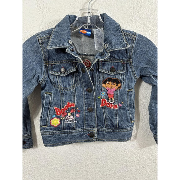 Dora the Explorer Jacket Girls 5 Blue Denim Nick Jr Embroidered